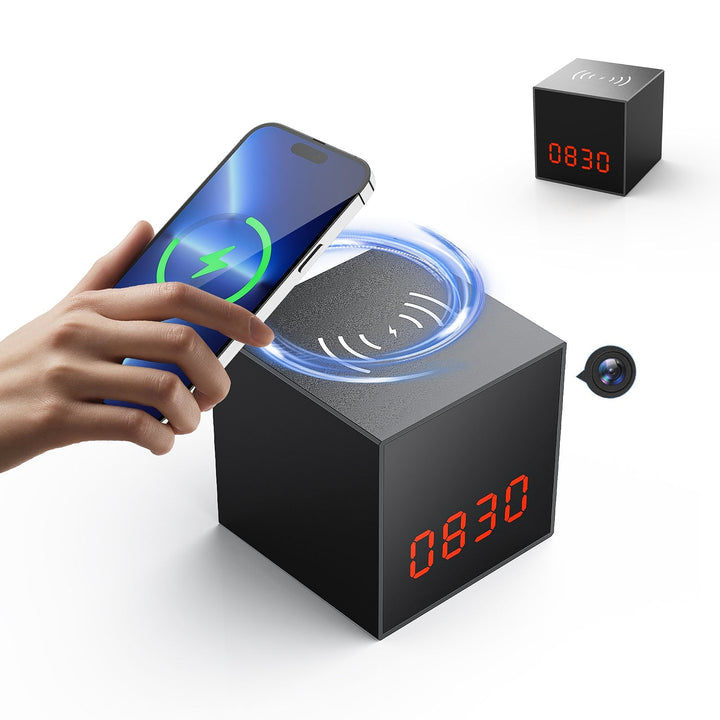 UPGRADE Awaretech Smart Clock Alarm HD Hidden Camera with Wireless Charging Station